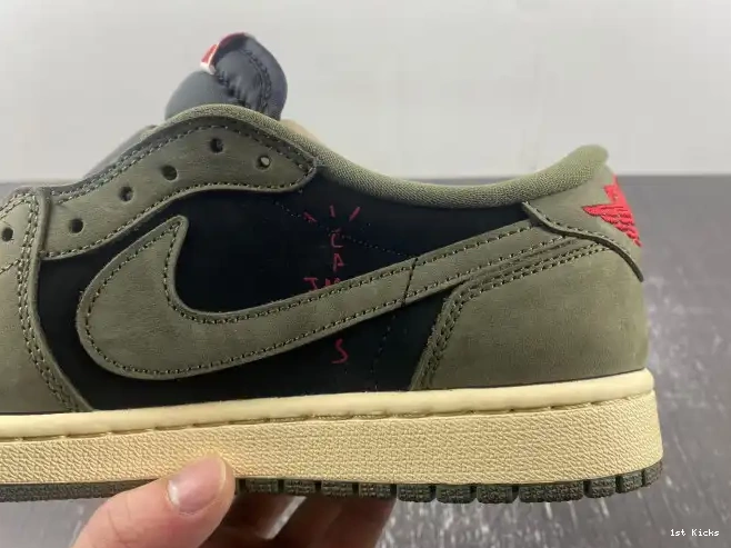 1st Kicks Shoes 'BLACK LOW JORDAN SCOTT OG 1 X SP AIR DM7866-002 TRAVIS OLIVE' 0622